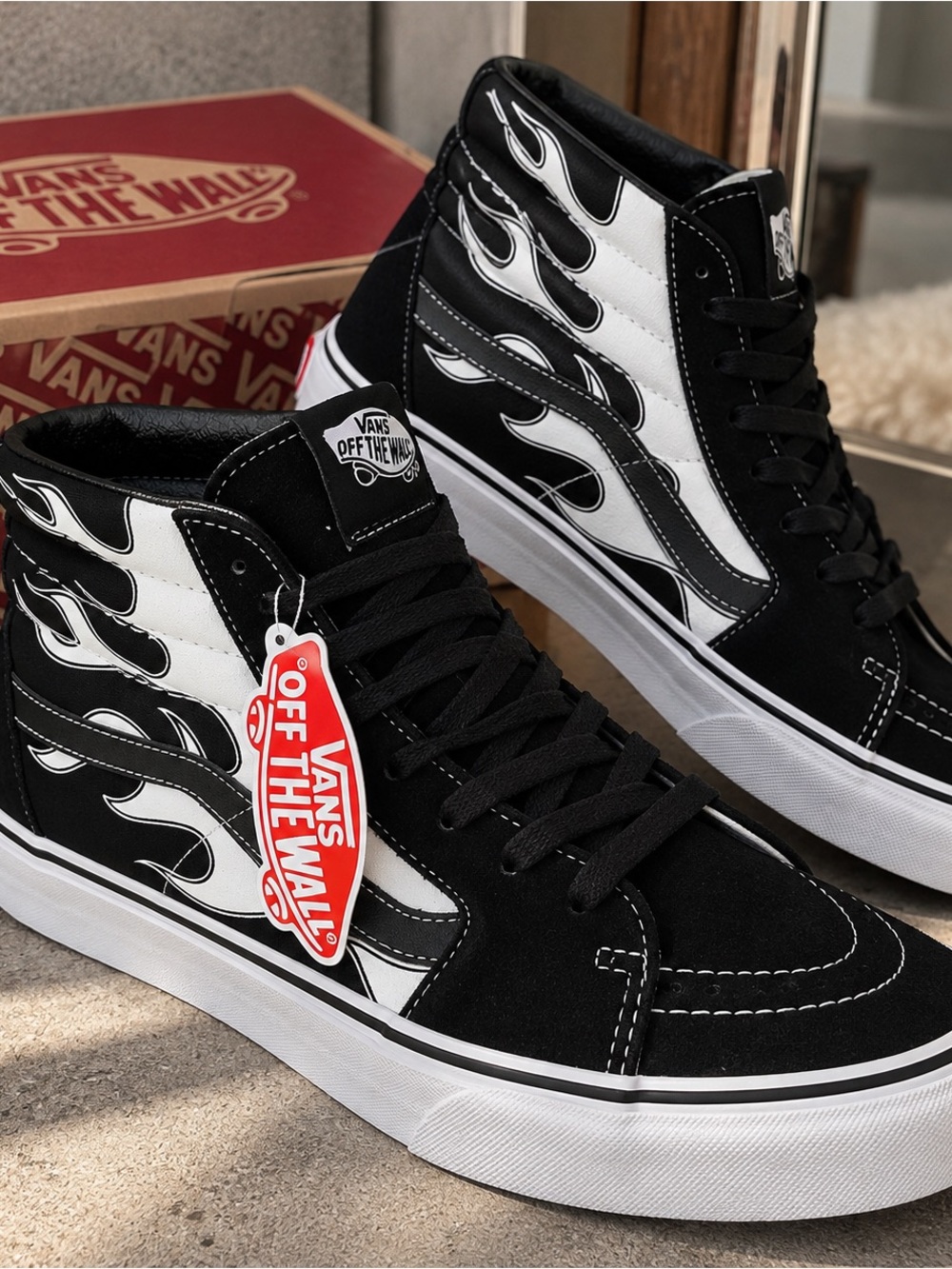 Vans Sk8-Hi Flame Black White High Top Sneakers Women’s 9 Men’s 7.5 NI